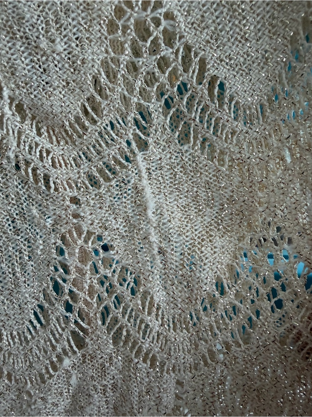 Paper Crane Metallic Knit Beige/Gold Crochet Fringe - Picture 9 of 9